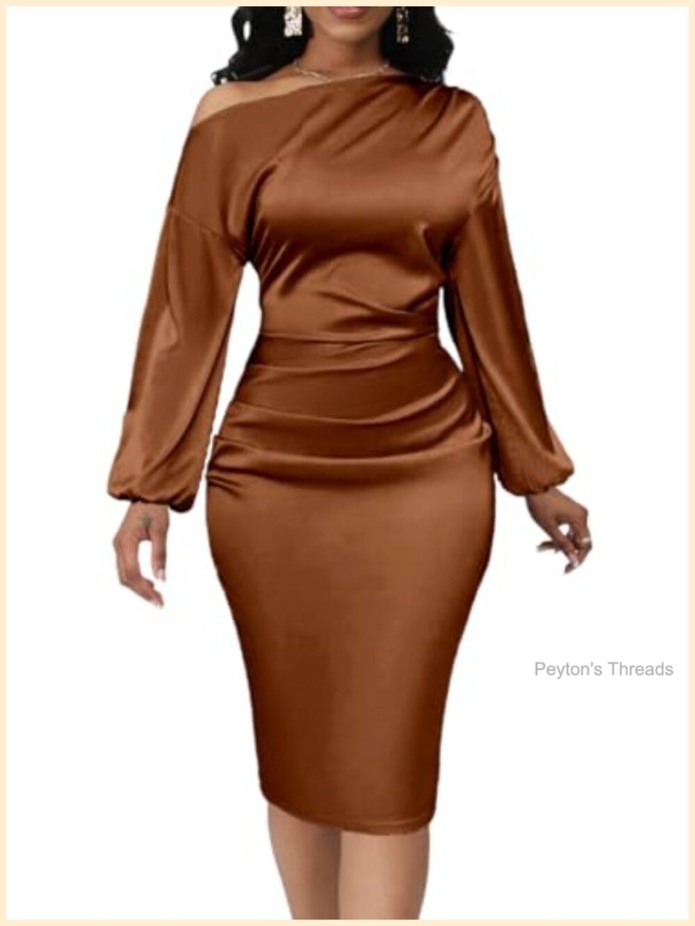 Womens Off Shoulder Bodycon Midi Dress Formal Party Long Sleeve